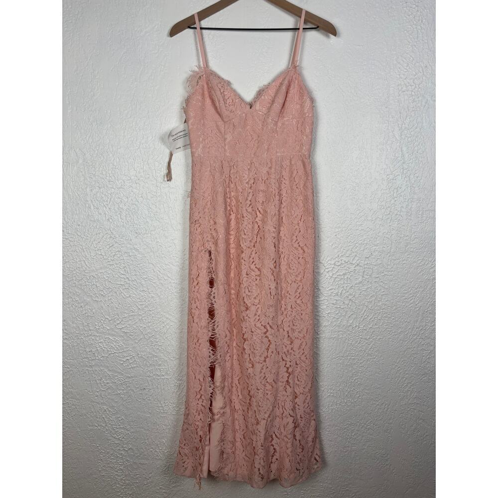 Fame and Partners Pink Lace High Slit Maxi Dress NWT Size 4